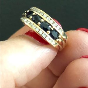 14K Gold Diamond and Sapphire Ring, Size 5.5
